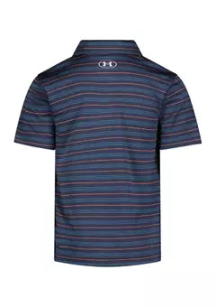 Under Armour Short Sleeve Match Play Striped Polo in Midnight Navy