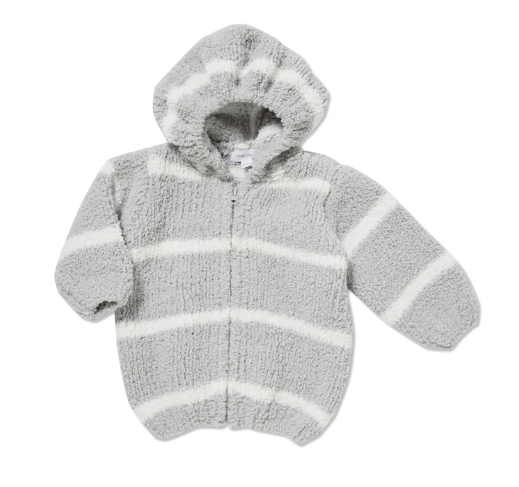 Infants’ Chenille Hoodie- Grey & Ivory Striped