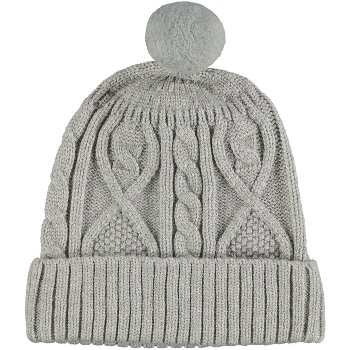 Maddy Grey Knit Beanie PomPom Hat