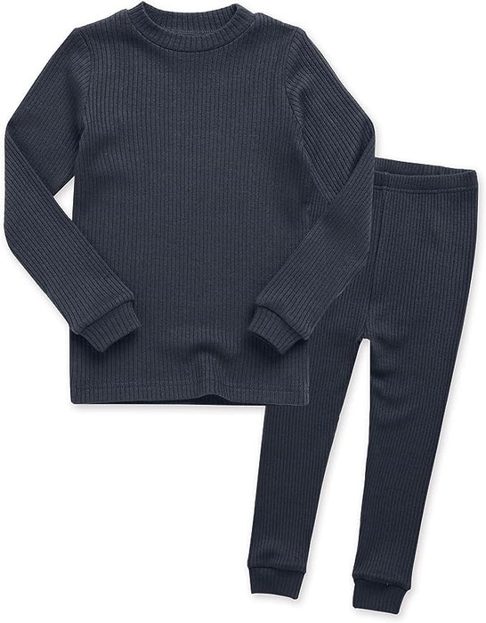 Medium Gray Ribbed Long Sleeved Pajama/ Loungewear Set