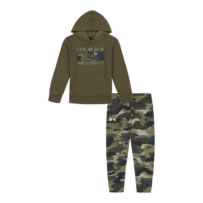 Under Armour Logo Neo Camo Pullover Hoodie and Joggers Set in Marine OD Green