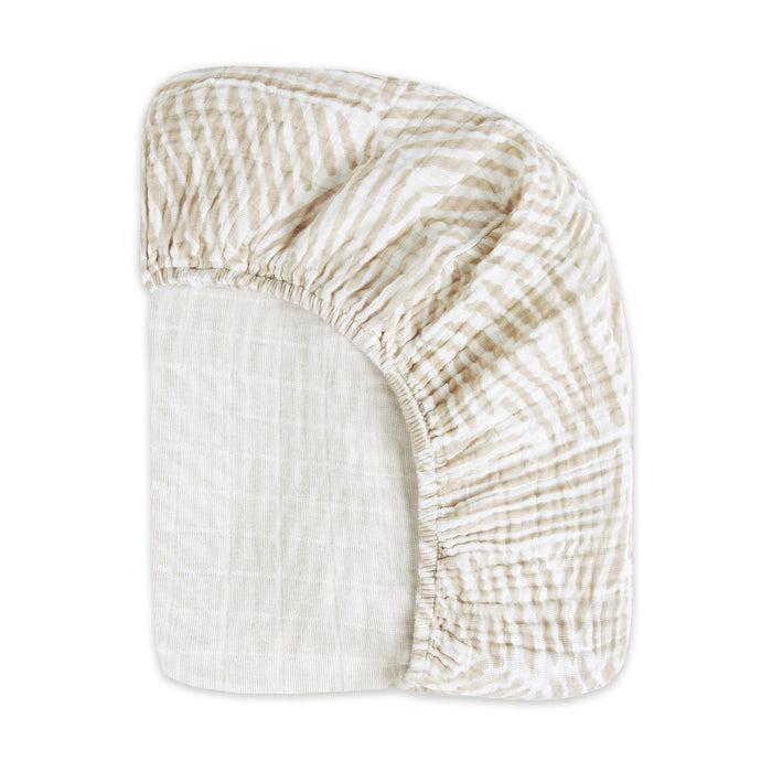 Babyletto 100% Organic Cotton Muslin Crib Sheet- Oat Stripe