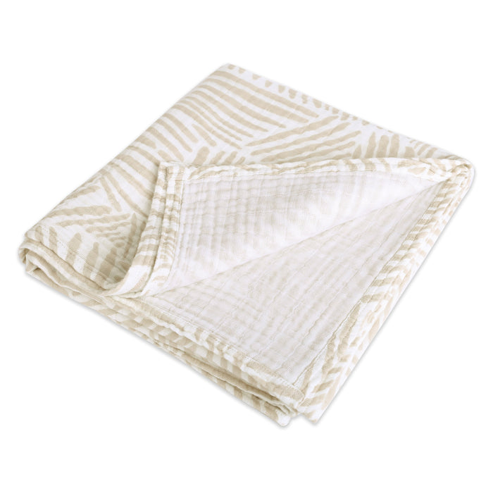 Babyletto 100% Organic Cotton Muslin Swaddle Blanket- Oat Stripe