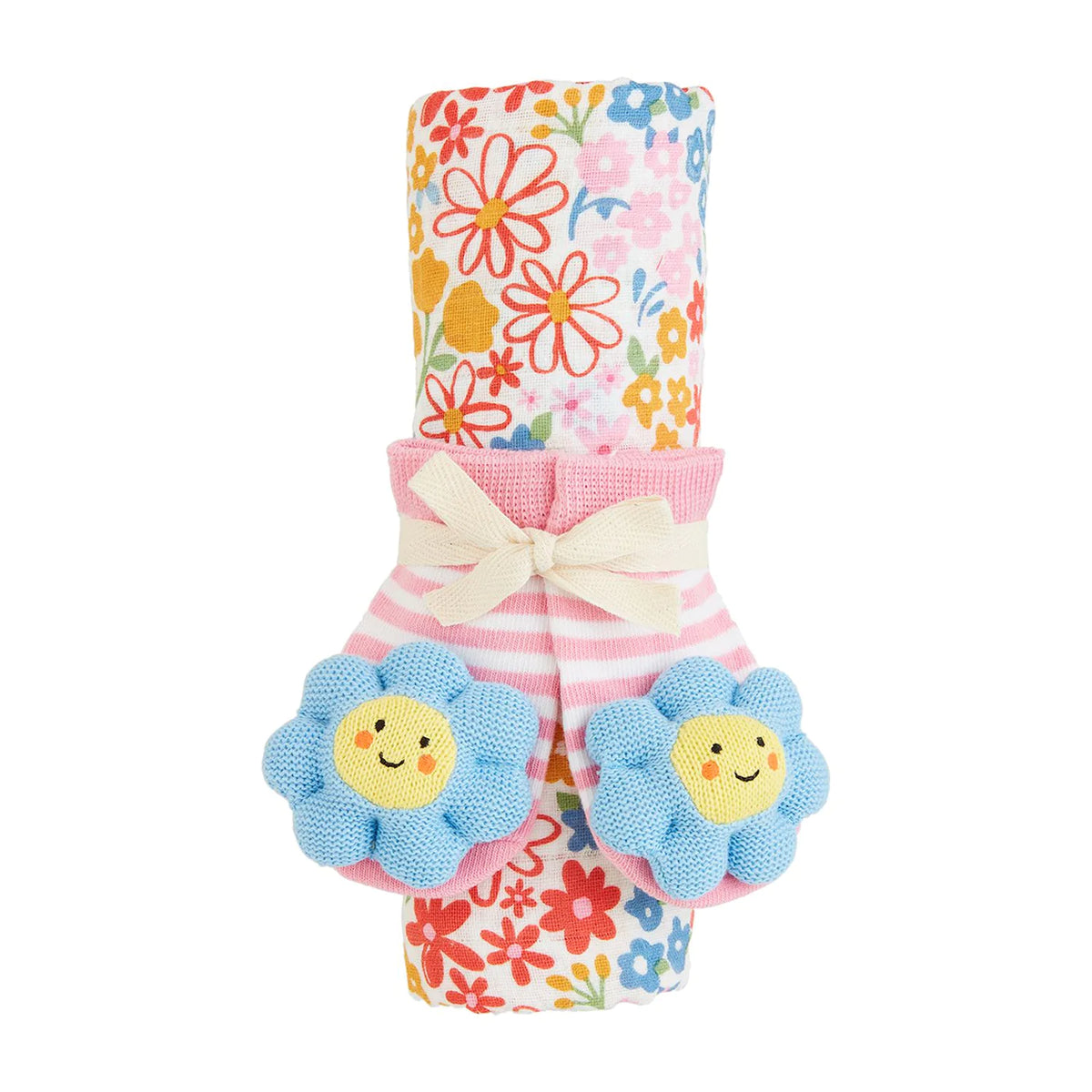 Floral Swaddle & Rattle Sockies Set — Hello Baby & Kids