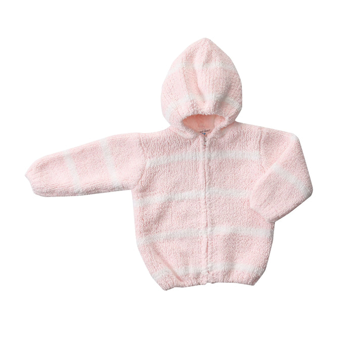 Infants’ Chenille Hoodie- Pink & Ivory Striped