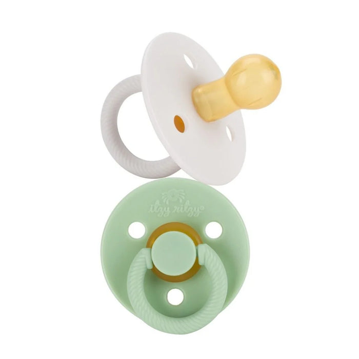 Itzy Soother Natural Rubber Paci Set- Mint + White