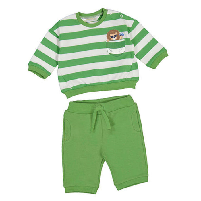 Bright Green Striped Cool Little Lion Pullover & Joggers Set