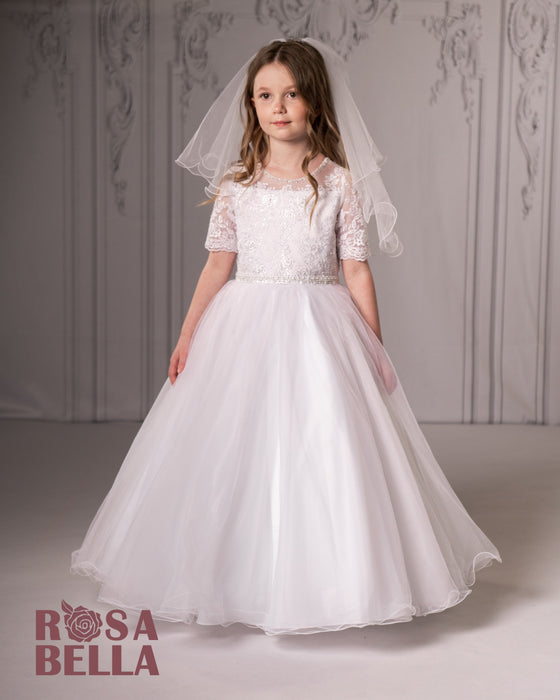 Angelina Lace & Rhinestone Communion Gown with Veil