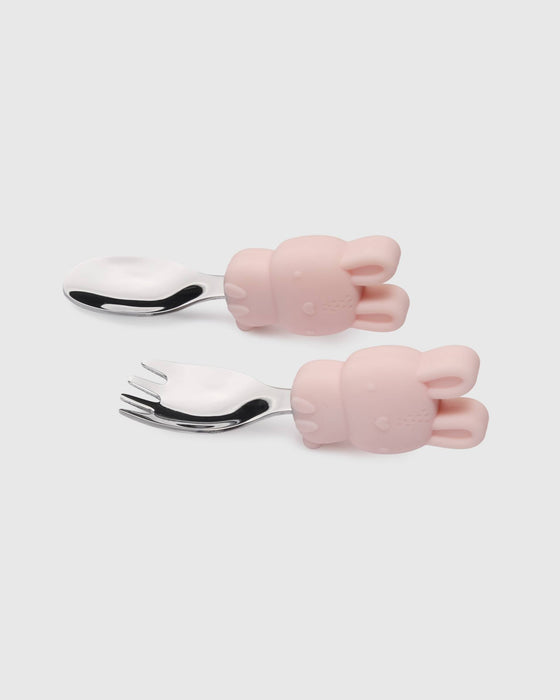 Born to be Wild Learning Spoon & Fork Set - Bunny