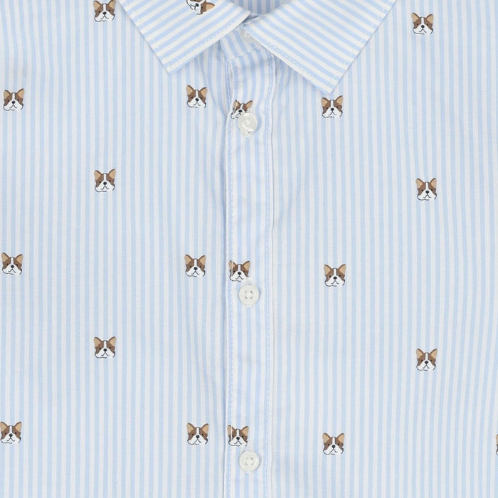 Blue Striped Puppy Button Down