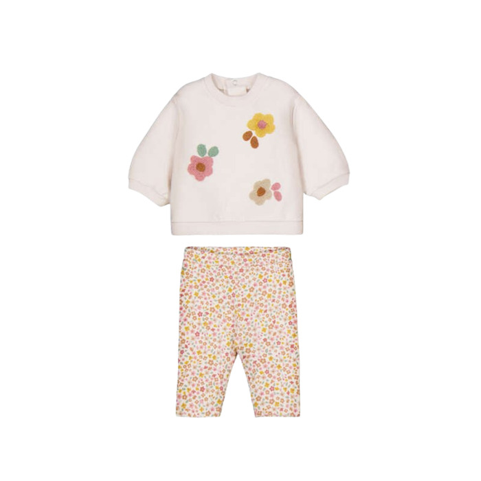 Floral Embroidered Sweatshirt Set