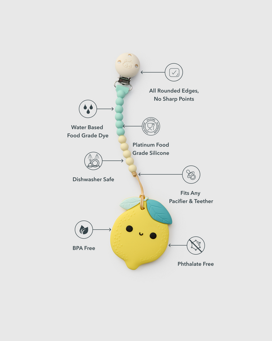 Pacifier Clip Teether Set - Lemon