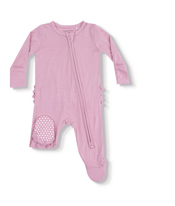 Cameo Pink Ruffle Zipper Footie