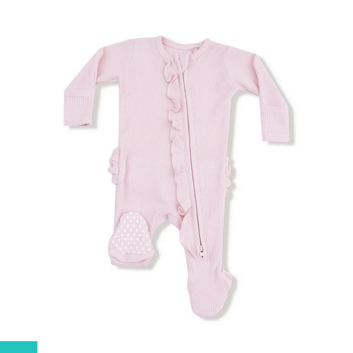 Veiled Pink - 2 Way Ruffle Zipper Footie