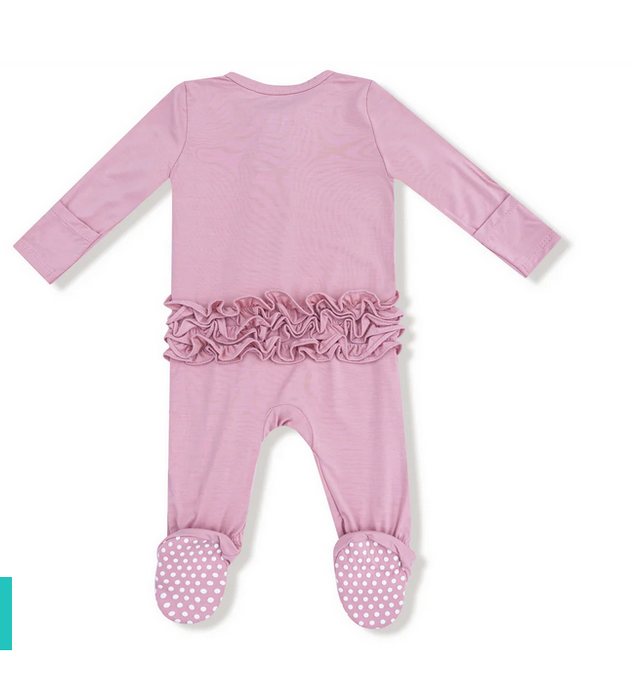 Cameo Pink Ruffle Zipper Footie