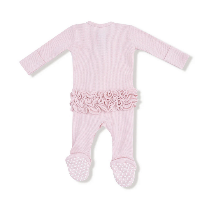 Veiled Pink - 2 Way Ruffle Zipper Footie