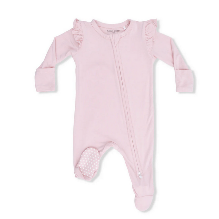 Lotus Pink Ruffle Sleeve 2 Way Zipper Footie