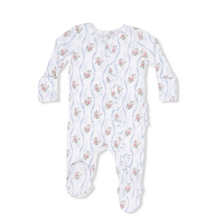 Heirloom Rose Stripe 2 Way Zipper Footie