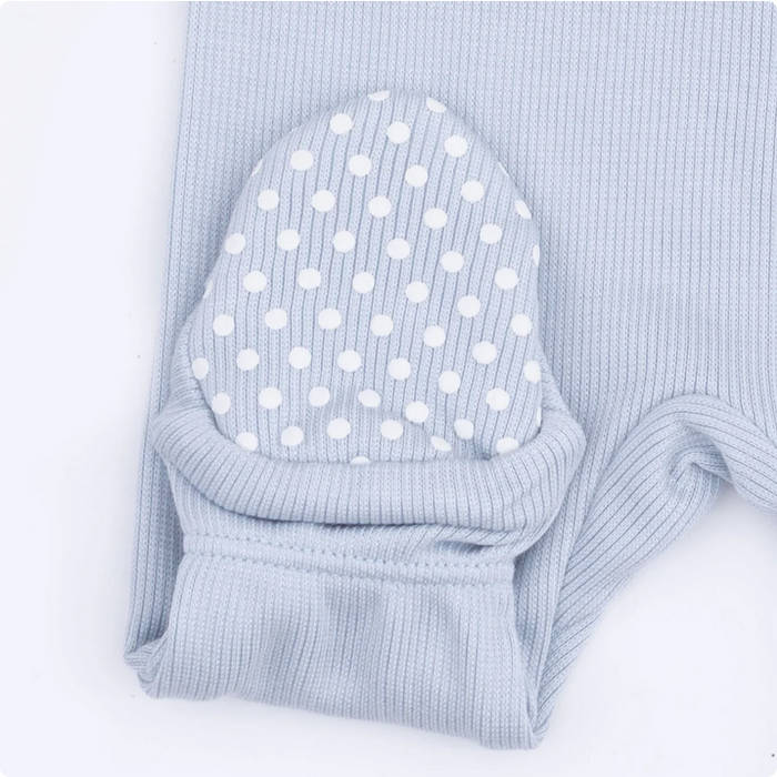 Niagra Mist Blue Rib 2 Way Zipper Footie
