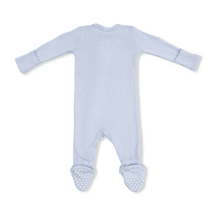 Niagra Mist Blue Rib 2 Way Zipper Footie
