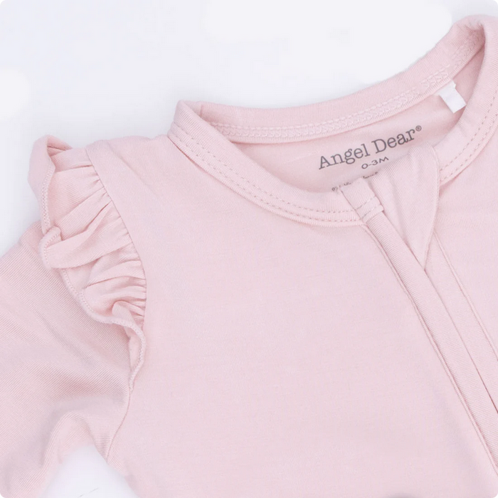 Lotus Pink Ruffle Sleeve 2 Way Zipper Footie