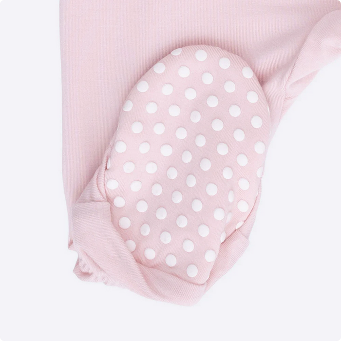 Lotus Pink Ruffle Sleeve 2 Way Zipper Footie