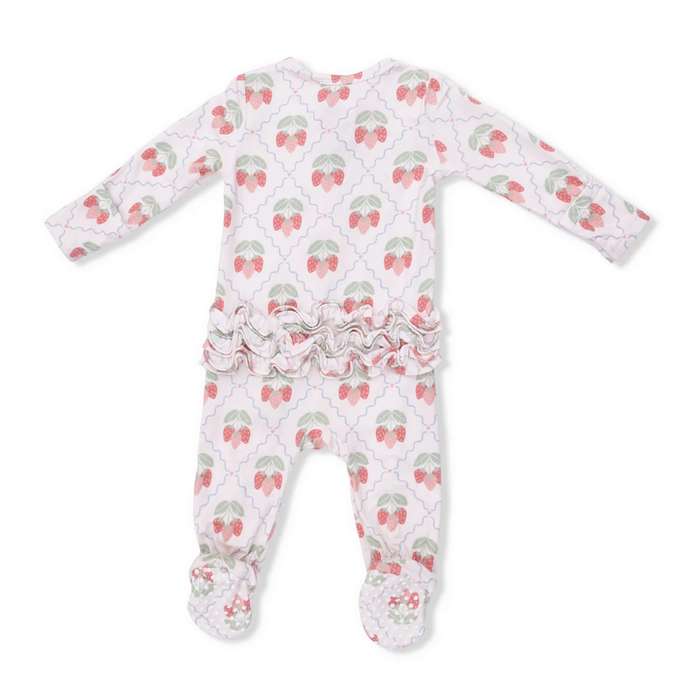 Sweet Strawberries Ruffle 2 Way Zipper Footie