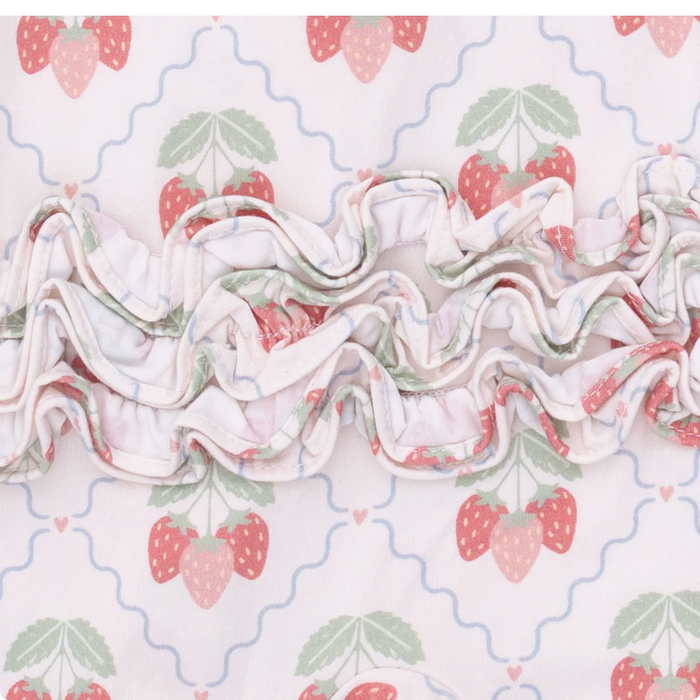 Sweet Strawberries Ruffle 2 Way Zipper Footie
