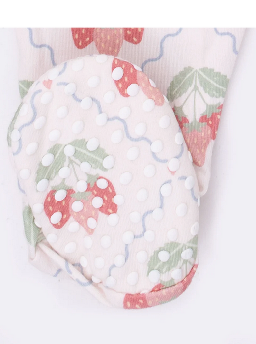 Sweet Strawberries Ruffle 2 Way Zipper Footie