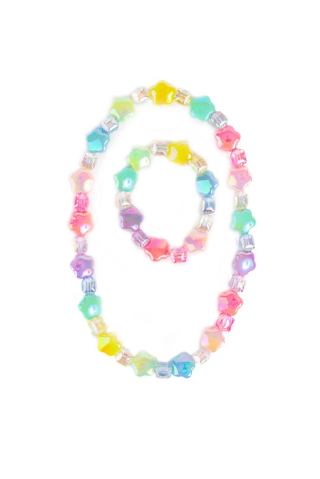 Wish Upon a Rainbow Star Necklace & Bracelet Set 2pc