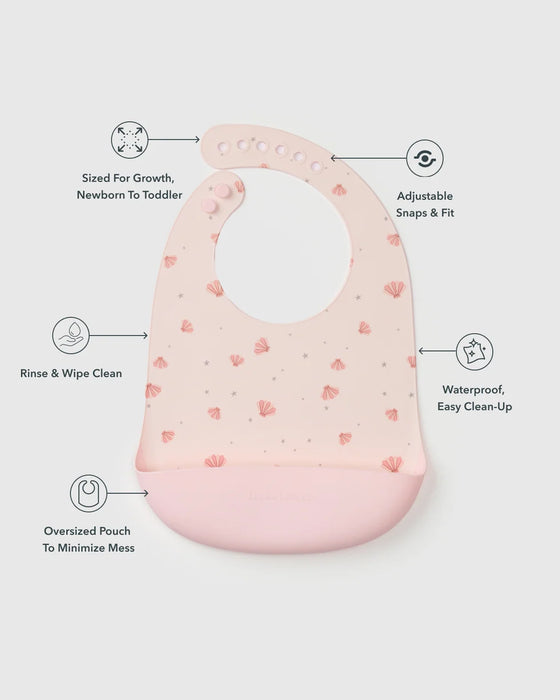 Silcone Bib Printed - Seashells