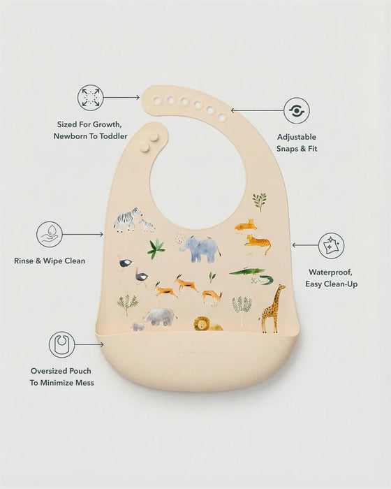 Silcone Bib Printed - Safari Jungle