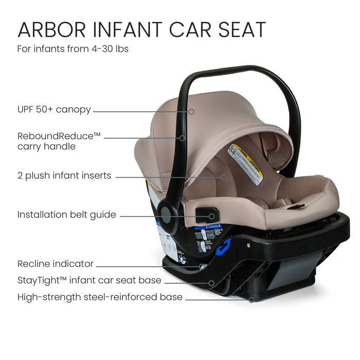 Britax Phases Travel System with Arbor Infant Car Seat + StayTight Base