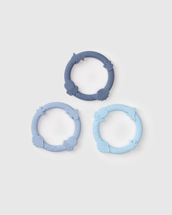 Wild Teething Ring Set - Blue Fog