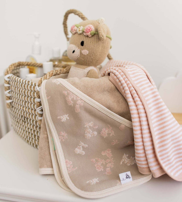 Burt's Bees Baby - Whimsical Floral Organic Knit Terry Towels Set of 2: Hummus / One Size