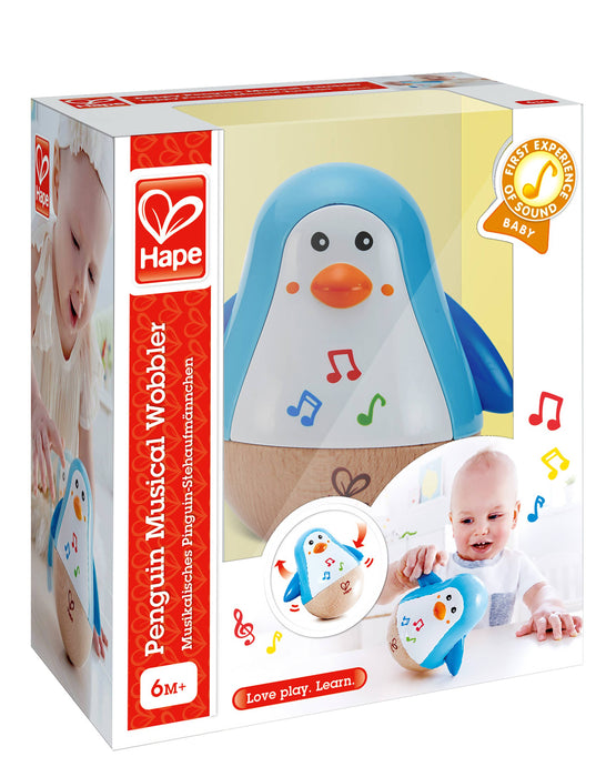 Hape Toys - Wooden Penguin Roly Poly Baby Toy with Musical Chimes