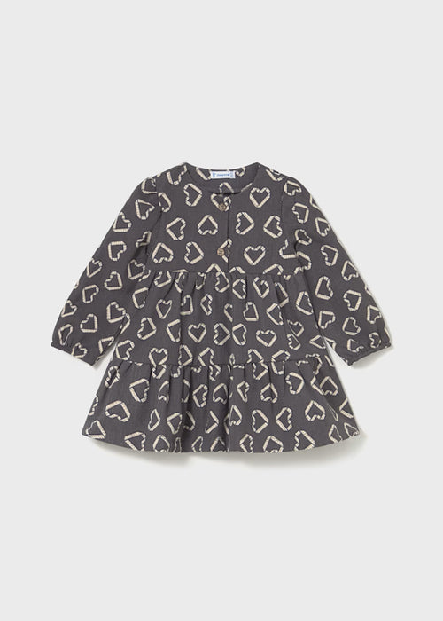 Gray Oragami Heart Print Dress