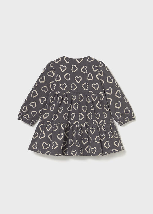 Gray Oragami Heart Print Dress