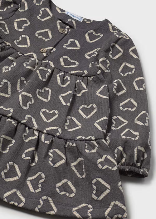 Gray Oragami Heart Print Dress