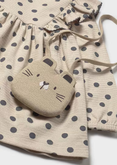 Tan Polka Dot Dress with Purse