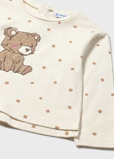 Girls  Brown Bear Long Sleeve Set with Pink Pants