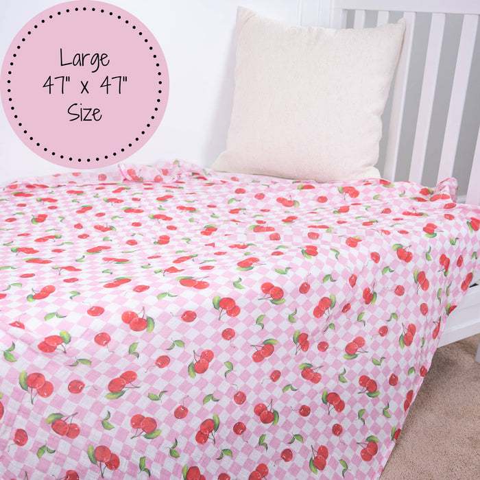 LollyBanks - Cherry on Top Baby Muslin Swaddle Blanket