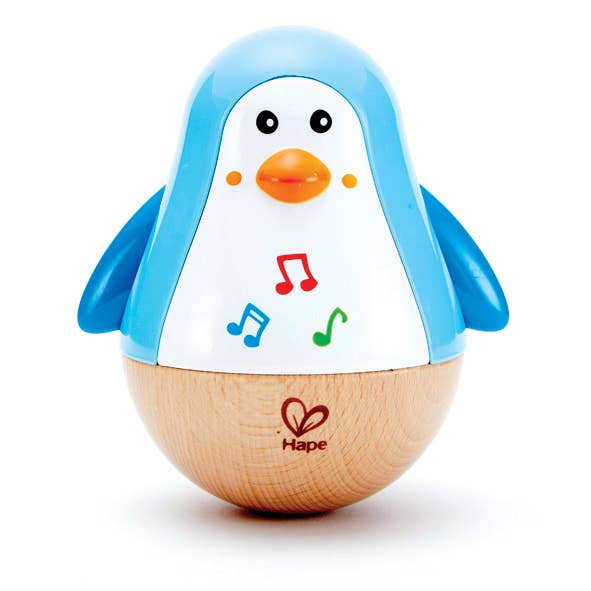 Hape Toys - Wooden Penguin Roly Poly Baby Toy with Musical Chimes