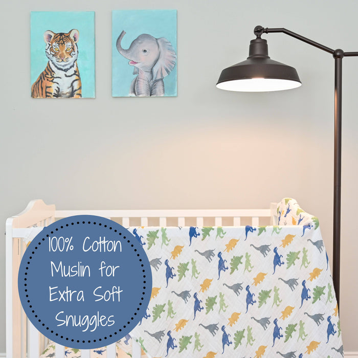 LollyBanks - Rawr-Some Baby Muslin Swaddle Blanket