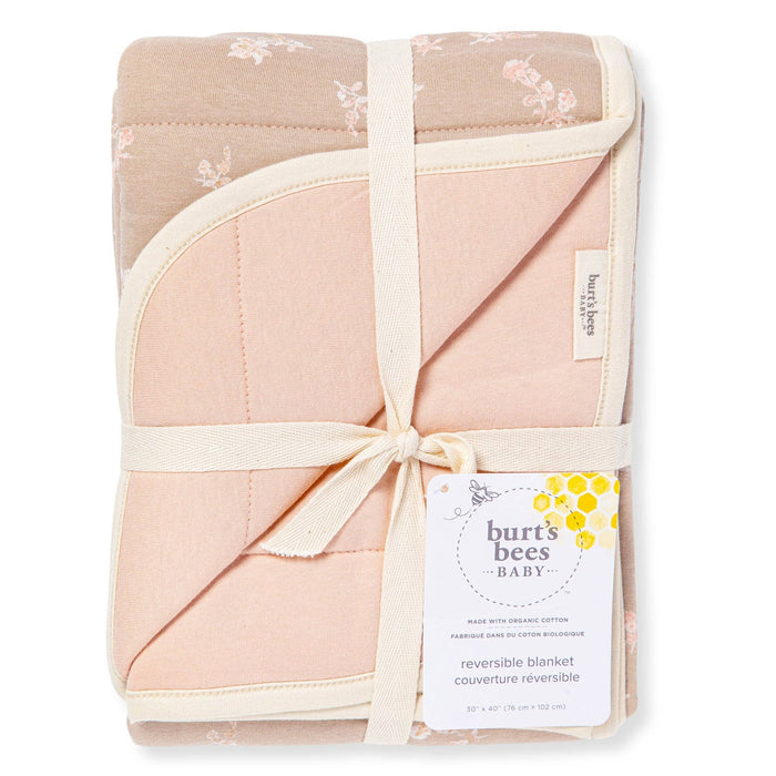 Burt's Bees Baby - Whimsical Floral Organic Cotton Reversible Baby Blanket: Hummus / One Size