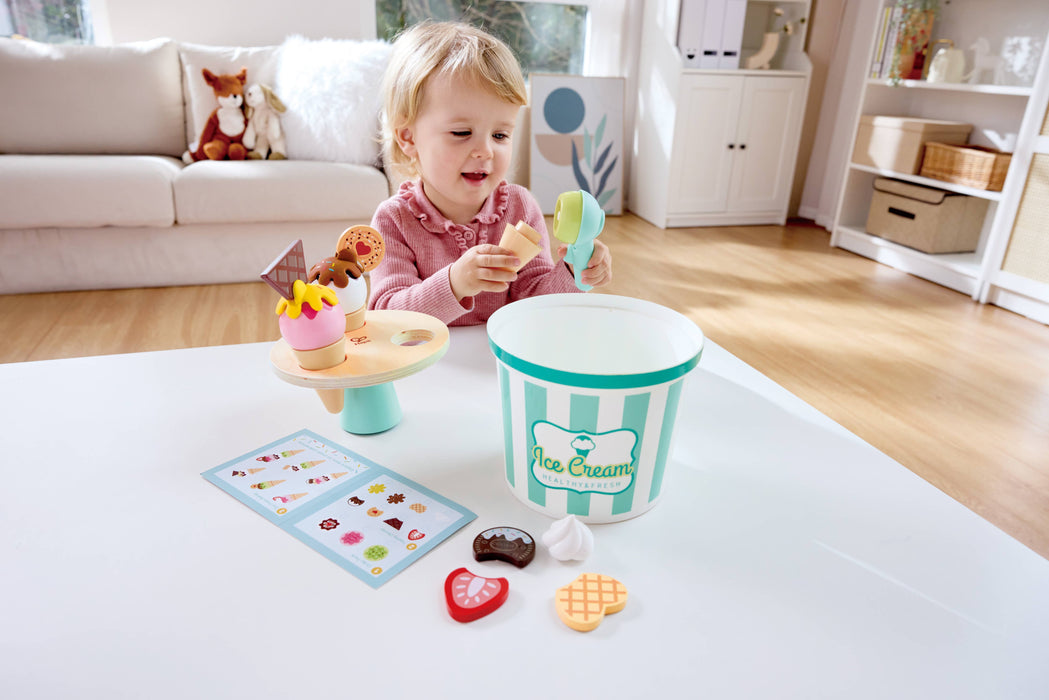 Hape Toys - Wooden Ice Cream Parlor Play Set with Cones & Scoop