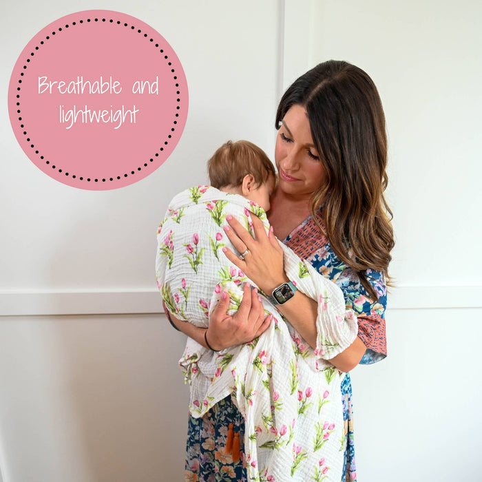 LollyBanks - Tulip Garden Baby Muslin Swaddle Blanket