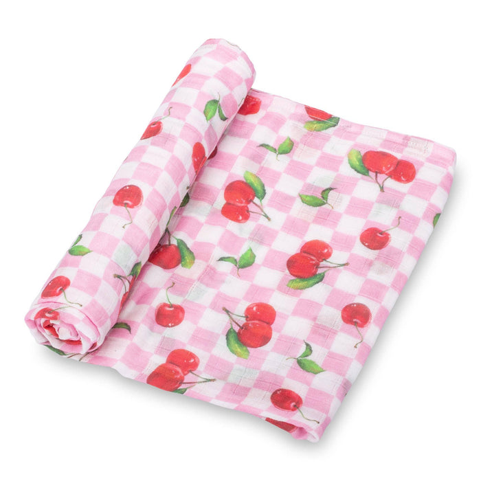 LollyBanks - Cherry on Top Baby Muslin Swaddle Blanket