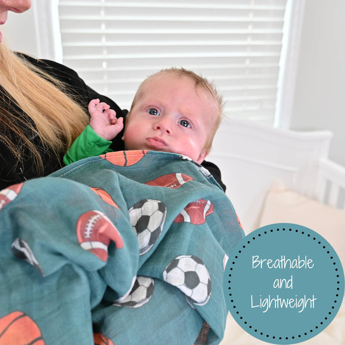 LollyBanks - Little Athlete Sporty Theme Baby Muslin Swaddle Blanket