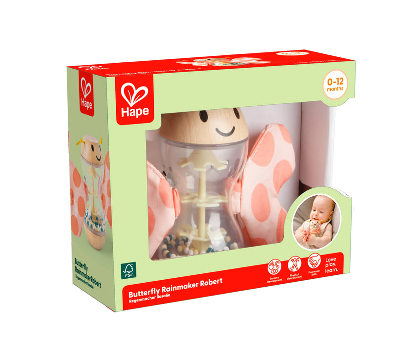 Hape Toys - Baby Sensory Butterfly Rainmaker with Crinkle Wings